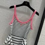 Chanel Striped Knitted Skirt White For Women