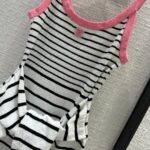 Chanel Striped Knitted Skirt White For Women
