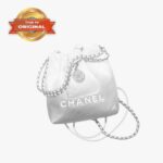 [True-to-ORIGINAL] Chanel 22 Mini Bag White And Silver For Women AS3980 B15016 NT634 - 7.8 Inches/20 Cm