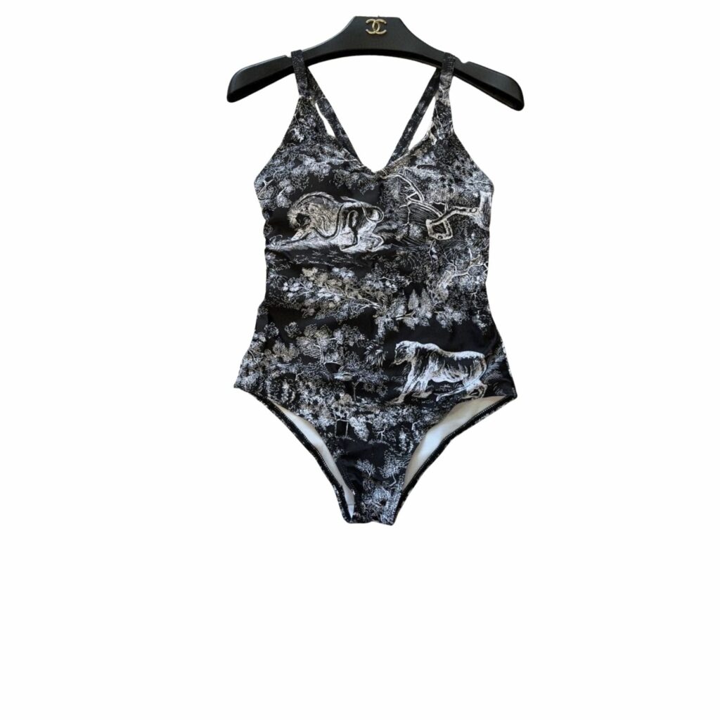 Dior Swimsuit Adjustable Cross Strap Black For Women
