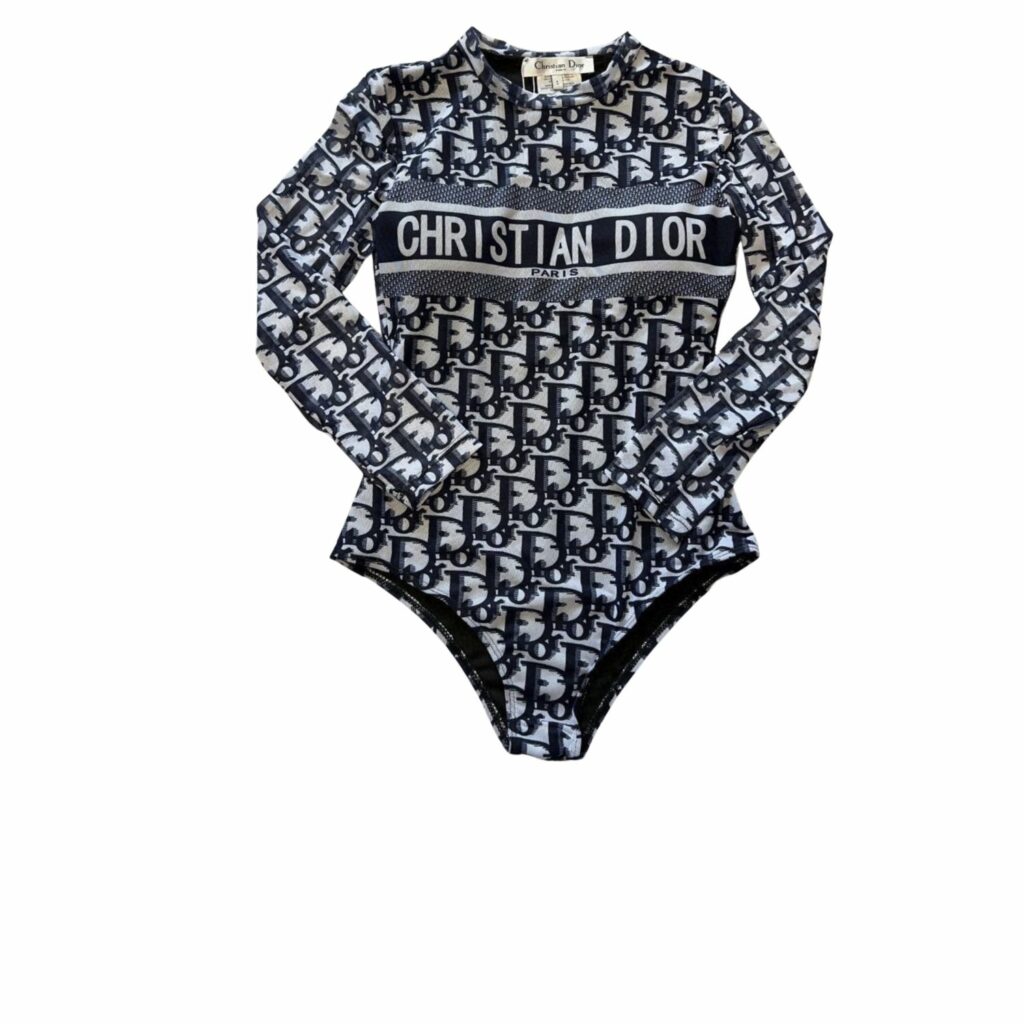 Dior Swimsuit Long Sleeves Oblique Blue For Women