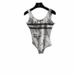 Dior Swimsuit Bird Pattern White For Women