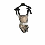 Dior Swimsuit Flowers Leaves Beige For Women