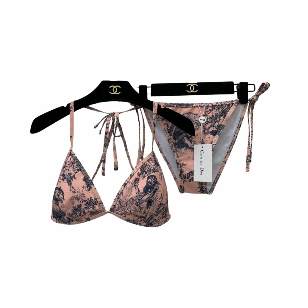Dior Swimsuit Two Pieces Forest Pattern Orange For Women