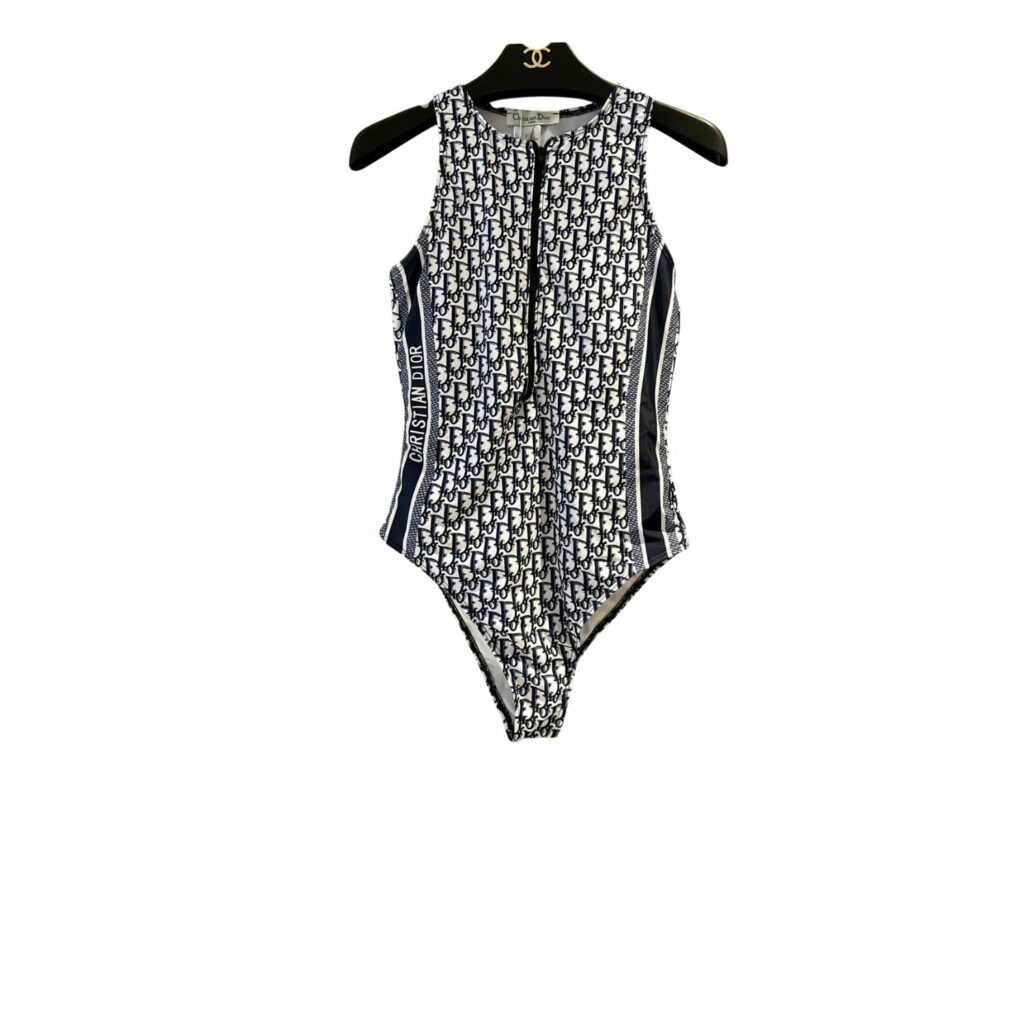 Dior Swimsuit Oblique Zipper Blue For Women
