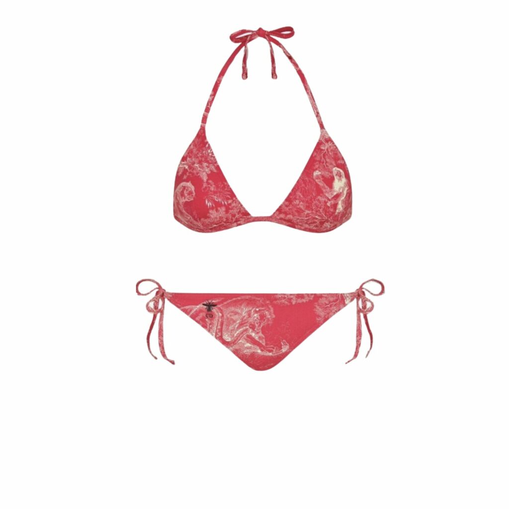 Dior Swimsuit Complex Pattern Two Pieces Pink For Women