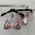 Dior Swimsuit Two Pieces Forest Pattern Orange For Women