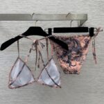 Dior Swimsuit Two Pieces Forest Pattern Orange For Women