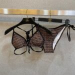 Fendi Swimsuit Black Hem Pink For Women