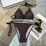 Fendi Swimsuit Black Hem Pink For Women
