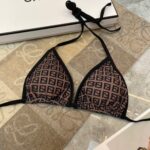Fendi Swimsuit Black Hem Pink For Women