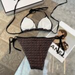 Fendi Swimsuit Black Hem Pink For Women
