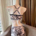 Dior Swimsuit Complex Pattern Two Pieces Grey For Women