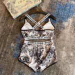 Dior Swimsuit Complex Pattern Two Pieces Grey For Women