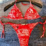 Dior Swimsuit Complex Pattern Two Pieces Pink For Women