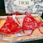 Dior Swimsuit Complex Pattern Two Pieces Pink For Women