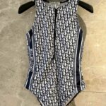 Dior Swimsuit Oblique Zipper Blue For Women