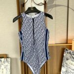 Dior Swimsuit Oblique Zipper Blue For Women
