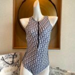 Dior Swimsuit Oblique Zipper Blue For Women