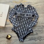 Dior Swimsuit Long Sleeves Oblique Blue For Women