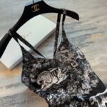 Dior Swimsuit Adjustable Cross Strap Black For Women