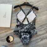 Dior Swimsuit Adjustable Cross Strap Black For Women