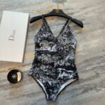 Dior Swimsuit Adjustable Cross Strap Black For Women