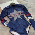 Dior Swimsuit Long Sleeves Blue For Women