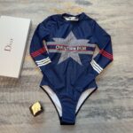 Dior Swimsuit Long Sleeves Blue For Women