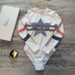Dior Swimsuit Long Sleeves White For Women