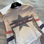 Dior Swimsuit Long Sleeves White For Women