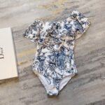 Dior Swimsuit Frill Blue For Women