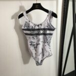 Dior Swimsuit Bird Pattern White For Women