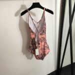 Dior Swimsuit Forest Pattern Orange For Women