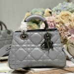 Dior The Medium Lady 95.22 Bag Grey For Women 9.5in/ 24cm
