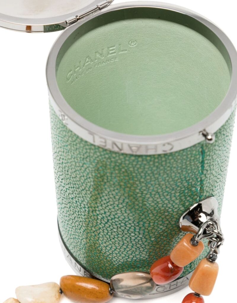 Chanel Gemstone-Handle Cylindrical Bag White For Women 4.7in/12cm