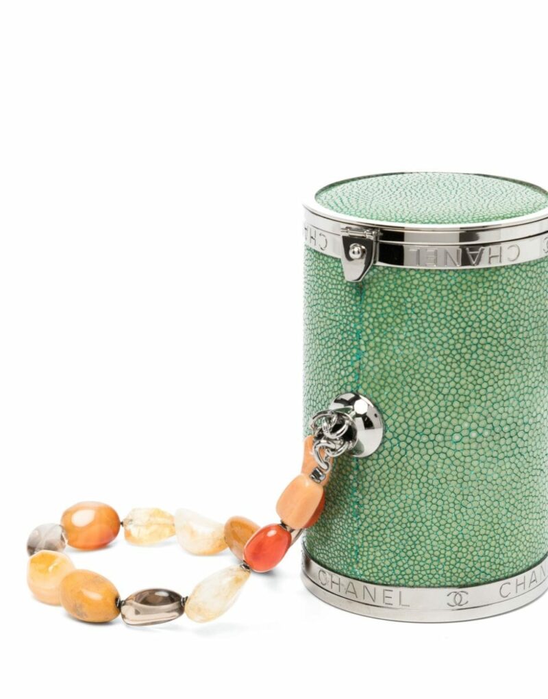 Chanel Gemstone-Handle Cylindrical Bag White For Women 4.7in/12cm