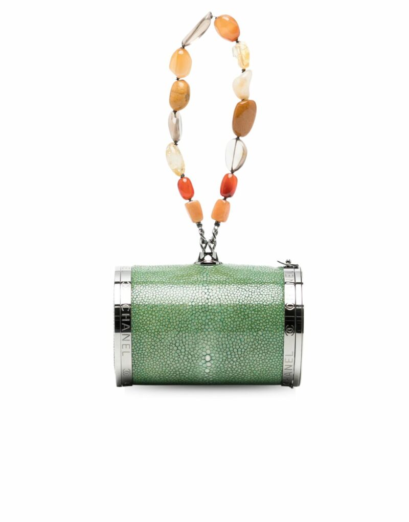 Chanel Gemstone-Handle Cylindrical Bag White For Women 4.7in/12cm