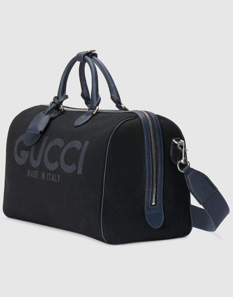 Gucci Large Duffle Bag With Print Black For Men 17.7 In/ 45 Cm 771178 FACSY 8643