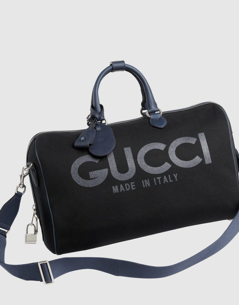 Gucci Large Duffle Bag With Print Black For Men 17.7 In/ 45 Cm 771178 FACSY 8643