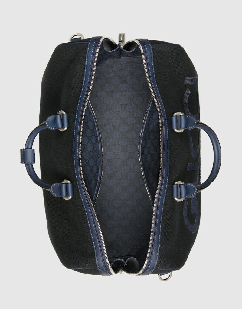 Gucci Large Duffle Bag With Print Black For Men 17.7 In/ 45 Cm 771178 FACSY 8643