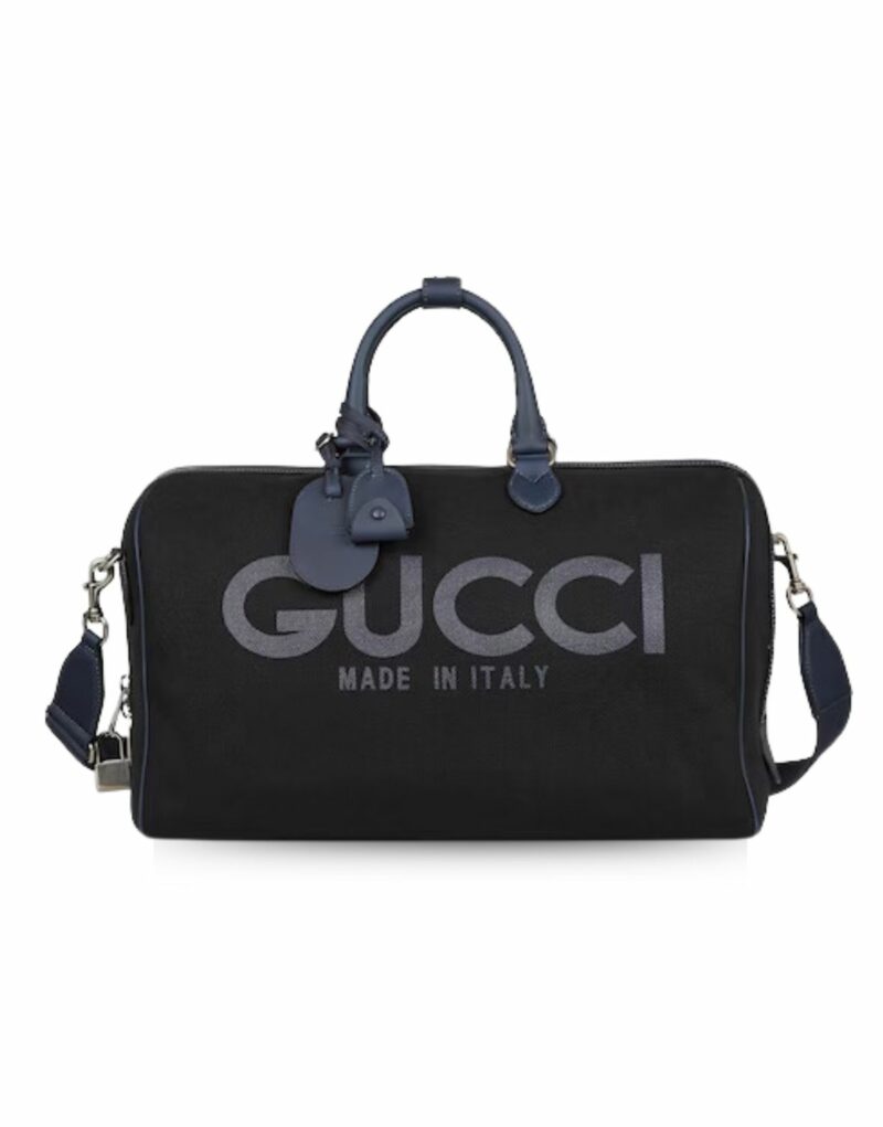 Gucci Large Duffle Bag With Print Black For Men 17.7 In/ 45 Cm 771178 FACSY 8643