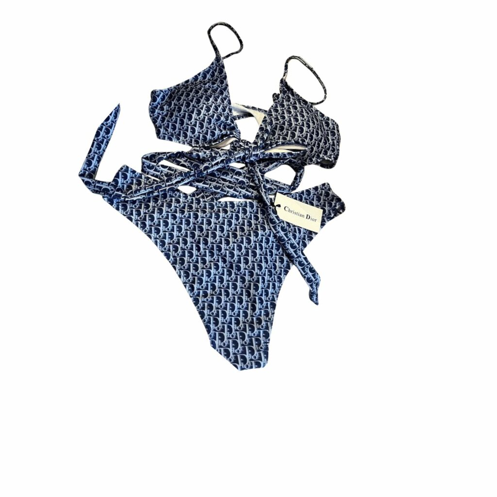 Dior Swimsuit Oblique Lace-Up Chest Black For Women