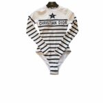 Dior Swimsuit Star Long Sleeves White For Women