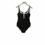 Chanel Swimsuit Square Neck Black For Women