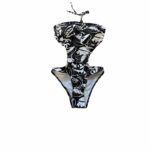 Chanel Swimsuit Lace-Up Neck Black For Women