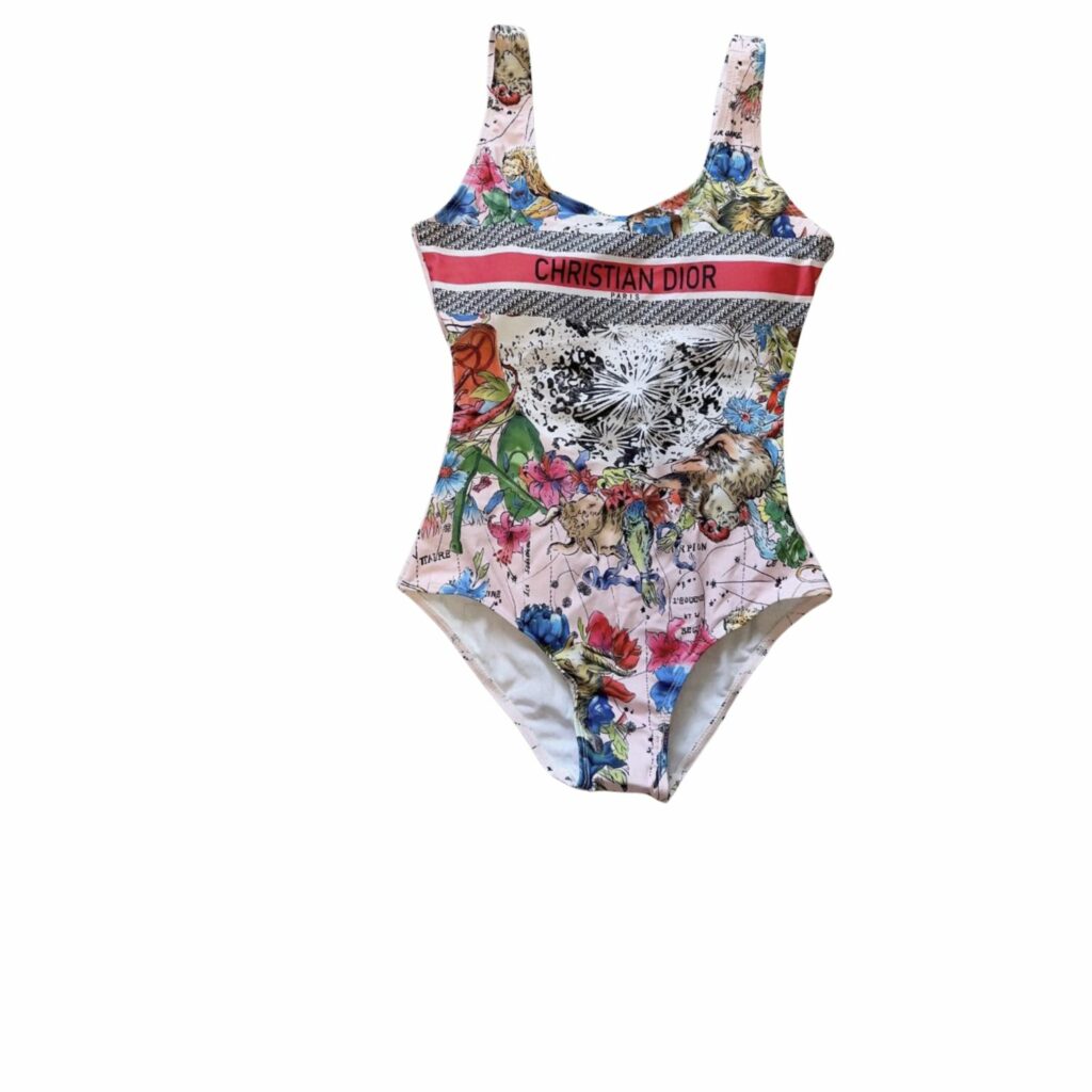 Dior Swimsuit Horizontal Stripe Pink For Women