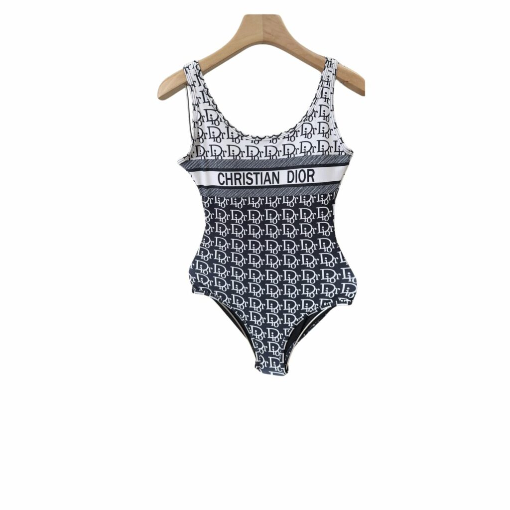 Dior Swimsuit Horizontal Stripe White For Women