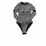 Dior Swimsuit Long Sleeves Oblique Black For Women