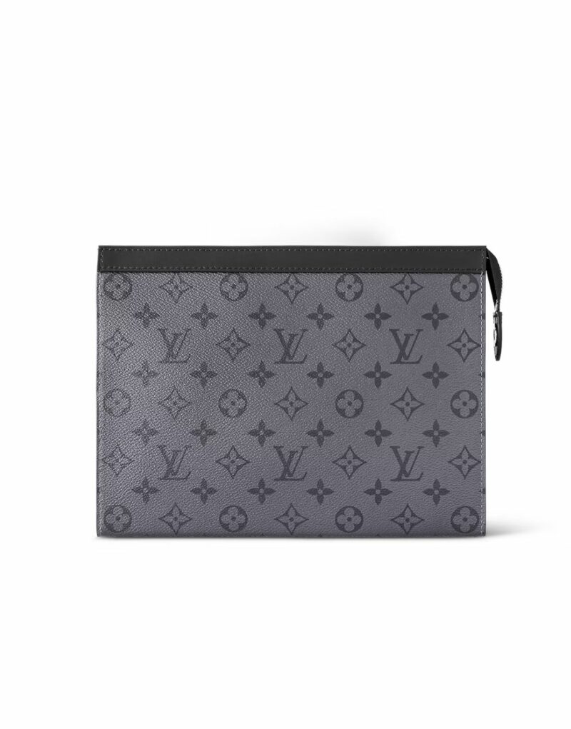 Louis Vuitton Pochette Voyage MM Monogram Eclipse Bag Grey For Men 10,6in/27cm M69535